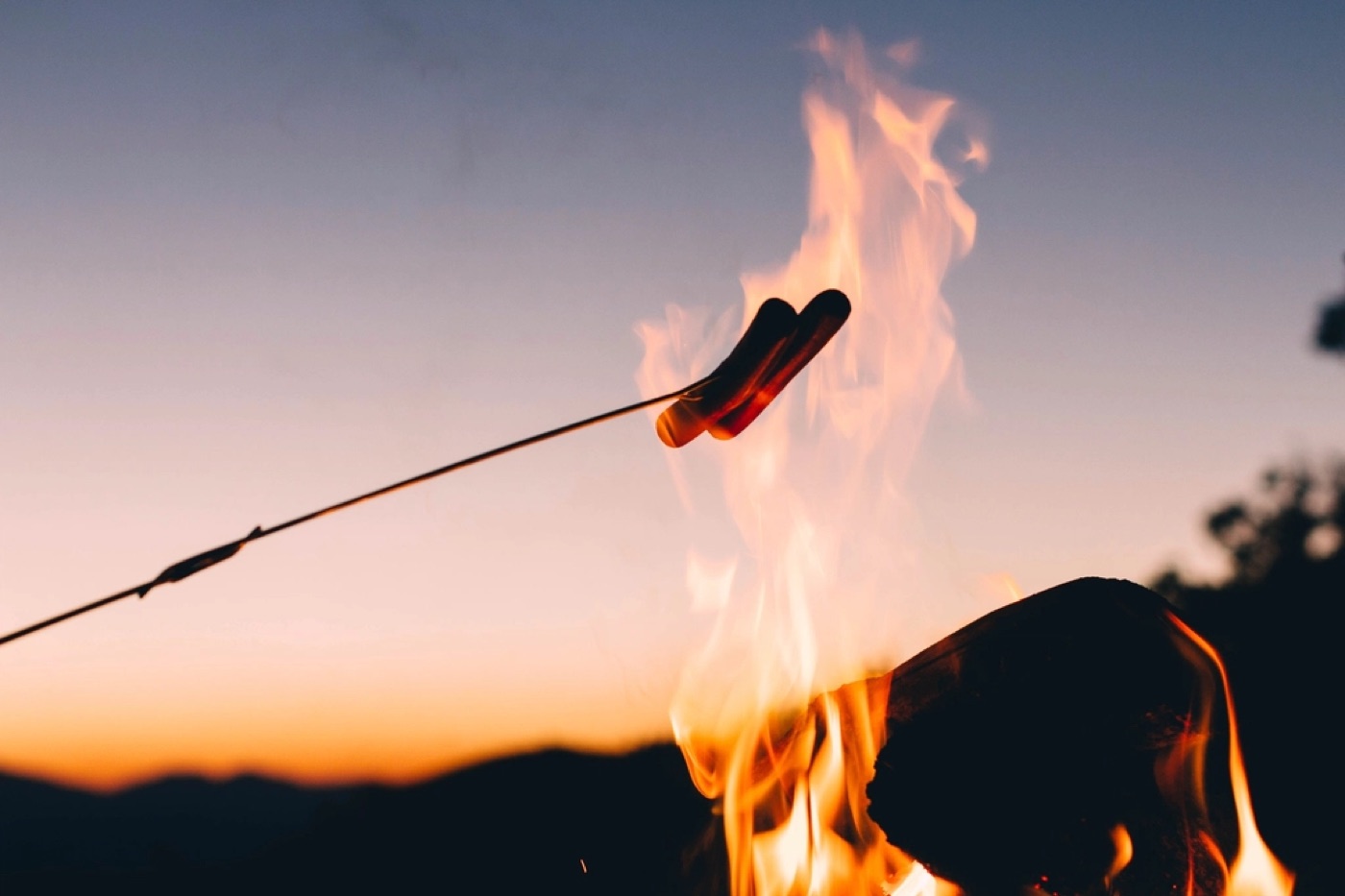 A small fire glowing at night